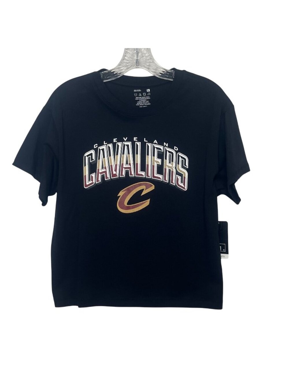 Cleveland Cavaliers Cropped Tshirt Womens Large Black New NBA Fanwear